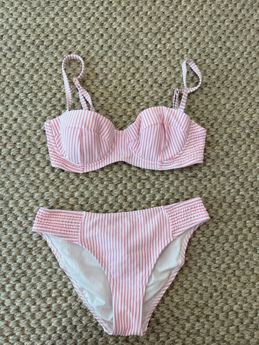 kate spade Pink and White Striped Bikini Set, size s